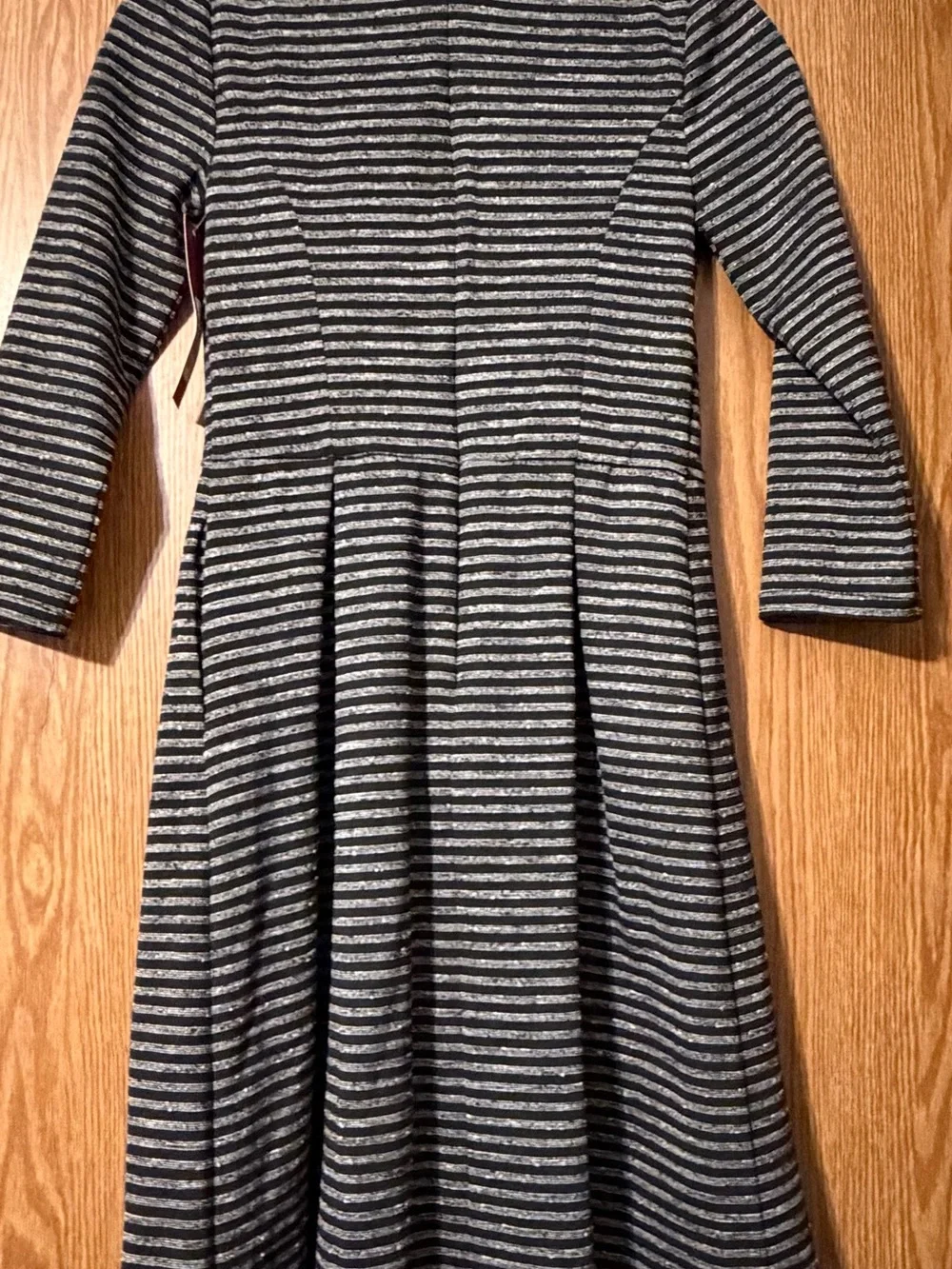 Merona Navy & Gray Striped Long-Sleeve Fit and Flare Dress